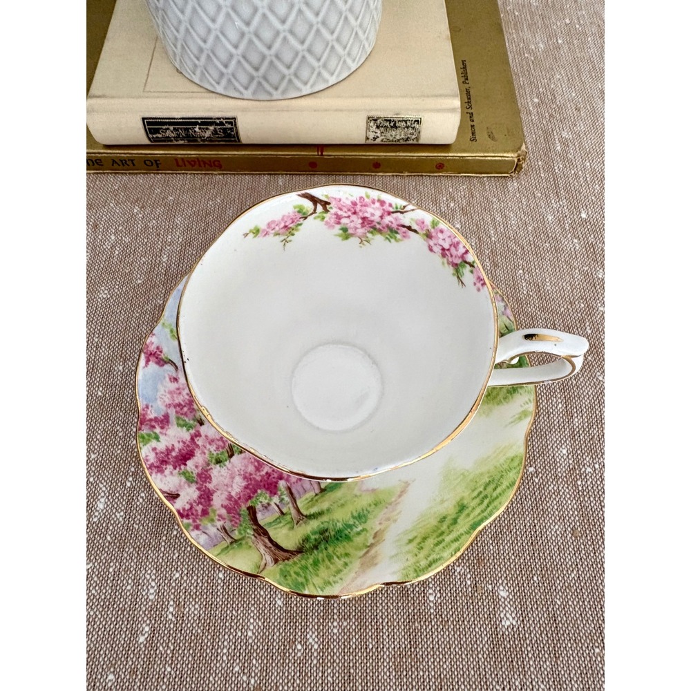 VTG Royal Albert Blossom Time Cherry Blossom Teacup Saucer Set Sakura Porcelain - Picture 12 of 17